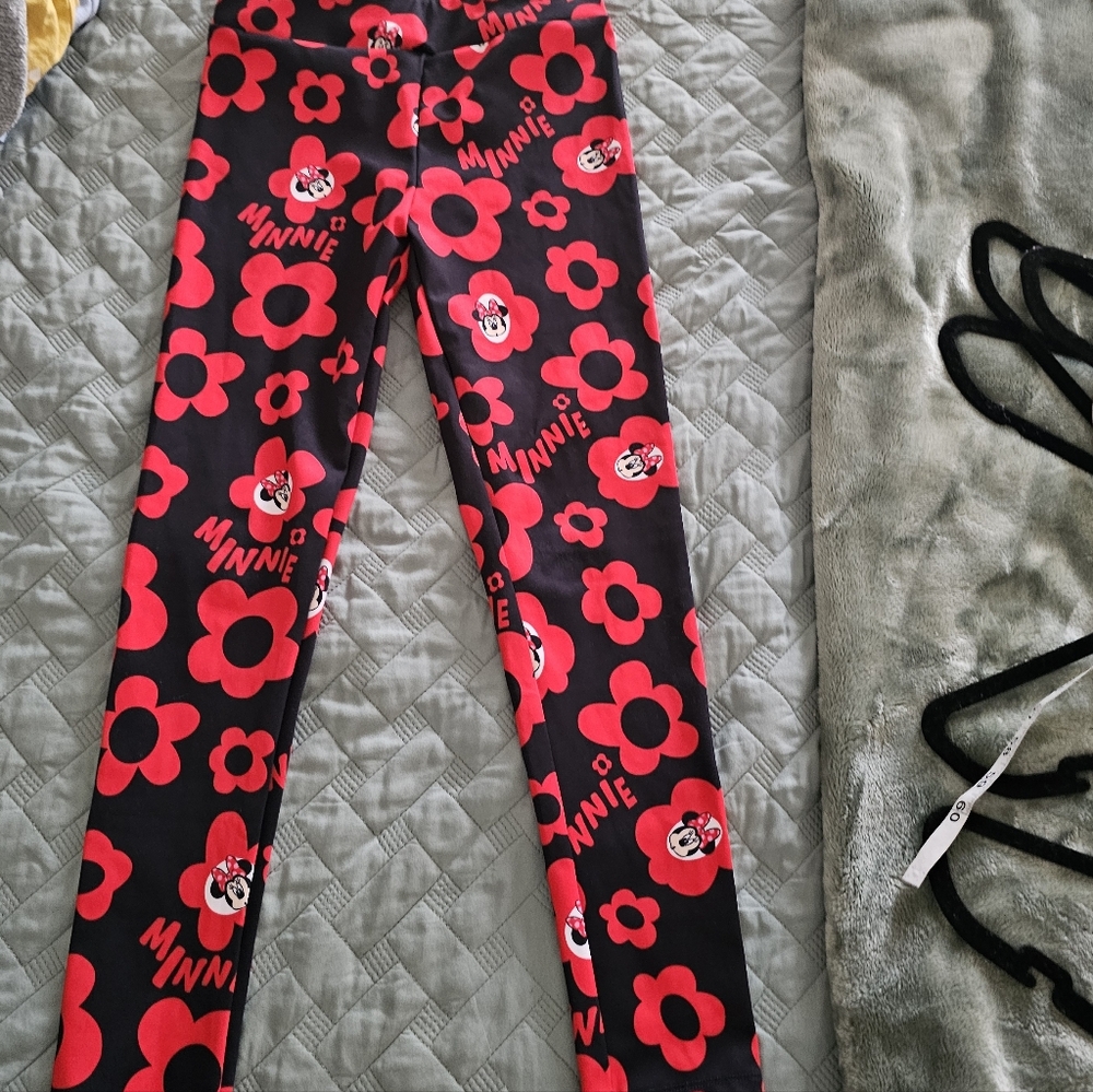 Minnie Mouse Kids Leggings - Red and Black 7/8